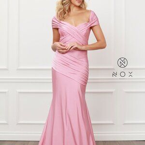 PLEATED SWEETHEART NECKLINE OFF SHOULDERS MERMAID Evening Formal GOWN Nx497
